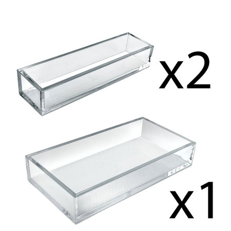 Azar Displays Deluxe Clear Acrylic Tray 3 Piece Set - Narrow Trays and Large Tray 556222